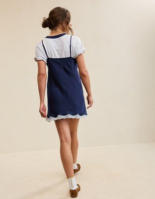 aerie satin slip dress Aerie x Emily + Meritt Satin Slip Dress