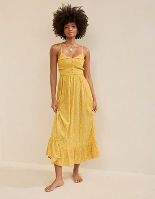 Aerie Button Front Maxi Dress
