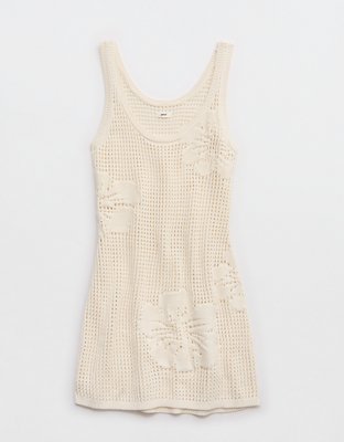 Aerie Floral Crochet Dress
