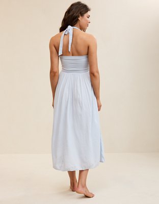 metallic halter neck dress Silver Metallic Halter Mini Dress main image 1