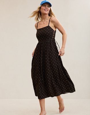 Aerie Happy & Drapey Lace Up Dress