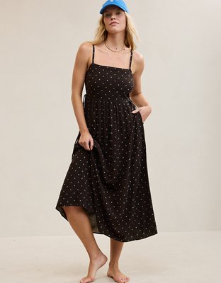 Aerie Happy & Drapey Lace Up Dress