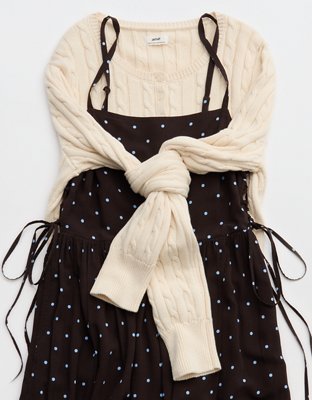 Aerie Happy & Drapey Lace Up Dress