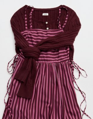 Aerie Happy & Drapey Lace Up Dress