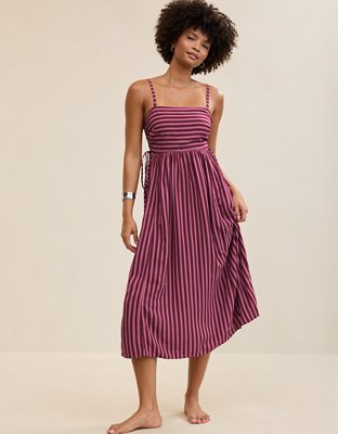 lace up striped dress Aerie Happy & Drapey Lace Up Dress