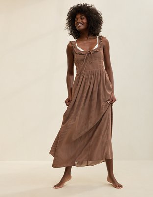 Aerie Happy & Drapey Side Smocked Dress | Aerie