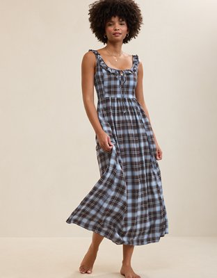 Aerie Happy & Drapey Side Smocked Dress