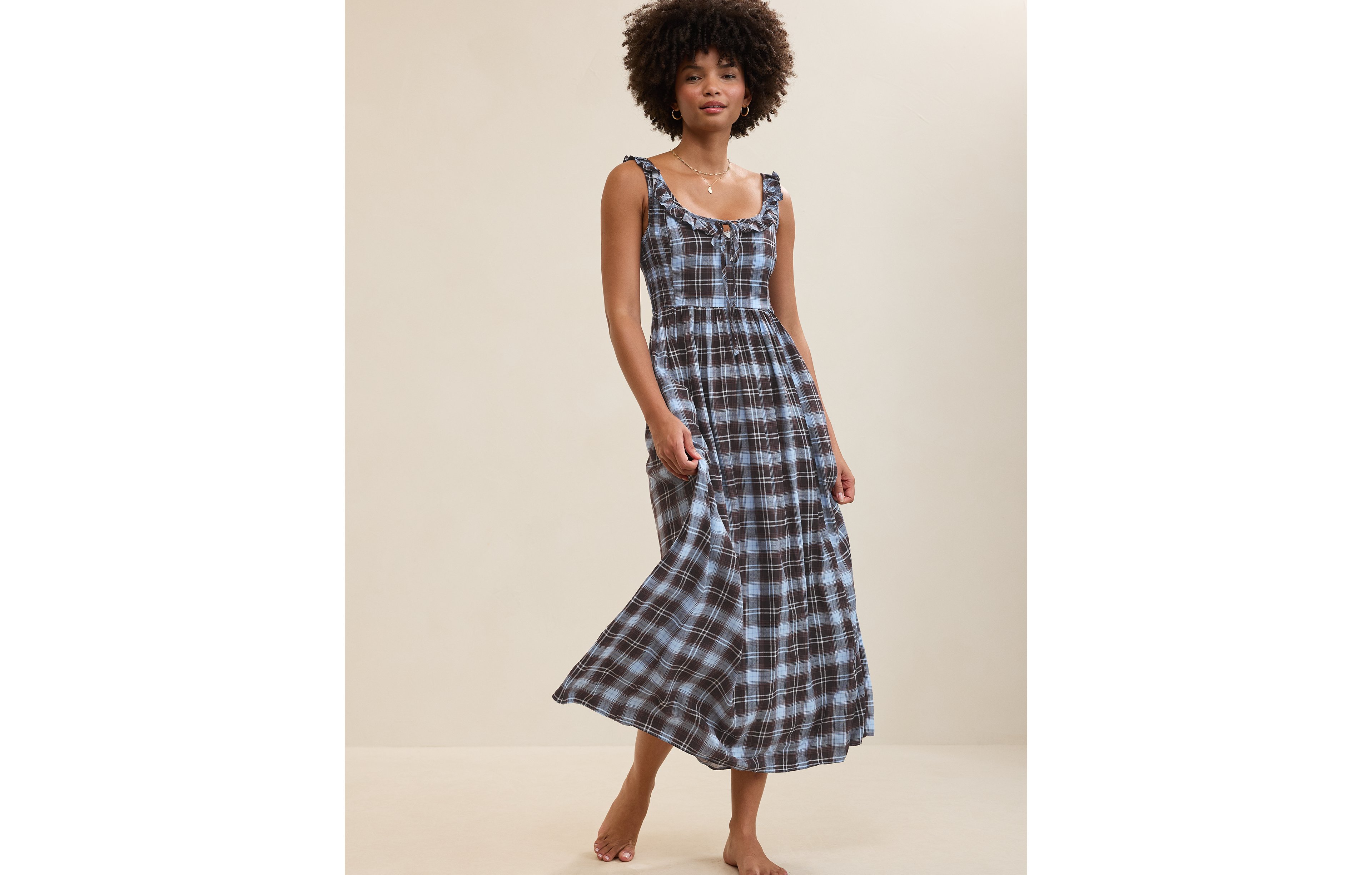 Aerie Happy & Drapey Side Smocked Dress