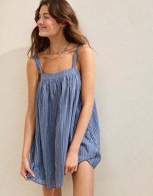 babydoll mini dress Aerie Printed Babydoll Mini Dress