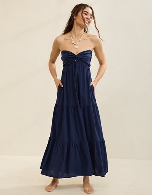 Aerie Strapless Cut Out Maxi Dress