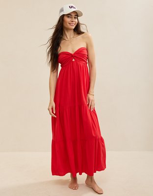 Aerie Strapless Cut Out Maxi Dress
