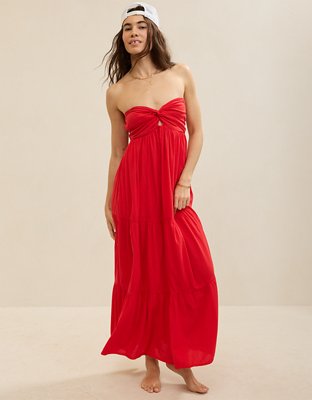 Aerie Strapless Cut Out Maxi Dress