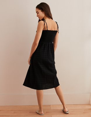 aerie smocked button down dress