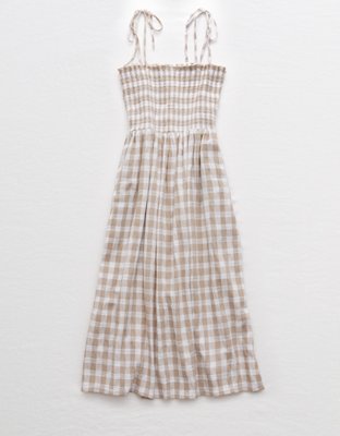 aerie smocked button down dress