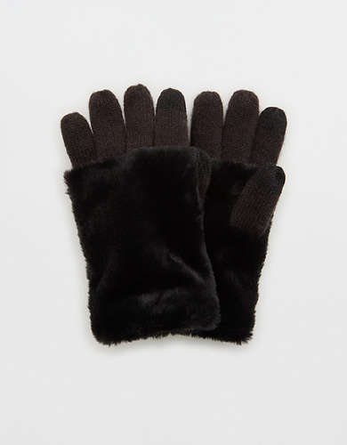 Aerie Fur Layered Gloves