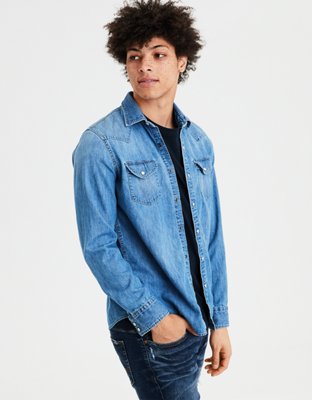 AE Long Sleeve Western Denim Button Down Shirt