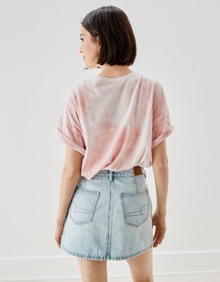 AE Button-Front Denim Mini Skirt