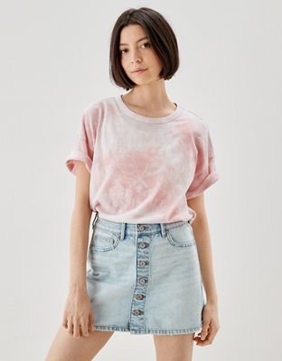 AE Button-Front Denim Mini Skirt