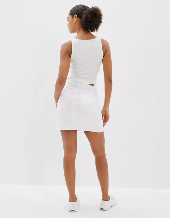 AE Curvy White Denim Mini Skirt