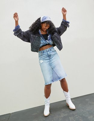 American eagle store blue jean skirt