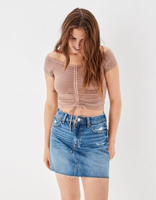 American eagle high 2025 waisted denim skirt