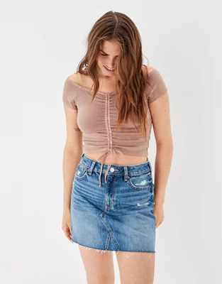 denim micro mini skirt