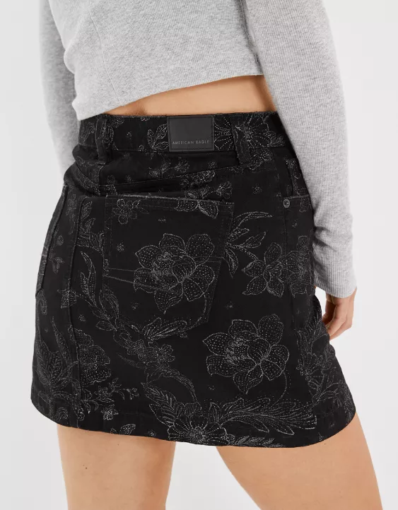 AE Floral Denim Mini Skirt