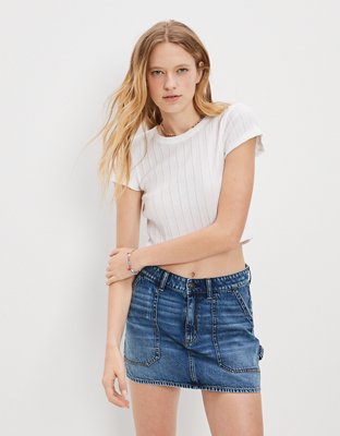AE '90s High-Waisted Cargo Denim Mini Skirt