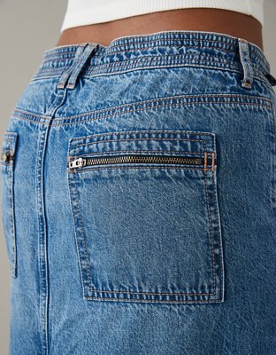 AE Low-Rise Denim Maxi Skirt