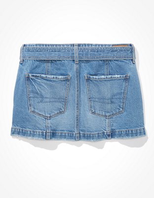AE Low-Rise Belted Denim Mini Skirt