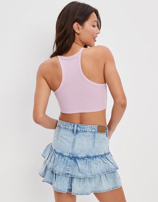 AE Tiered Ruffle Denim Mini Skirt