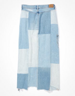 Женские юбки American Eagle AE Real Good Repurposed Curvy Patchwork Denim Maxi Skirt — фото 4