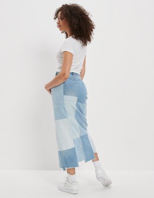Женские юбки American Eagle AE Real Good Repurposed Curvy Patchwork Denim Maxi Skirt — фото 2