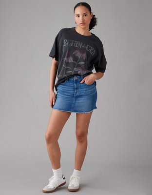 AE Stretch High Waisted Curvy Denim Mini Skirt