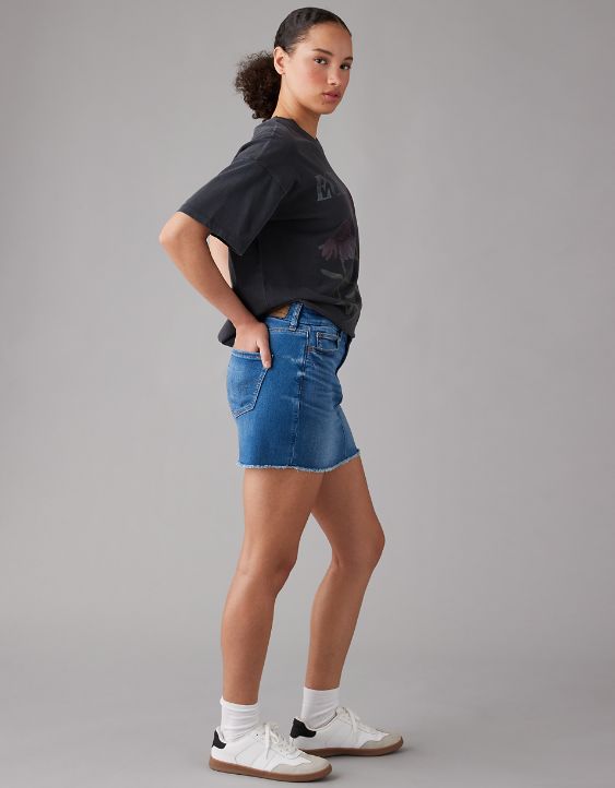 AE Stretch High-Waisted Curvy Denim Mini Skirt