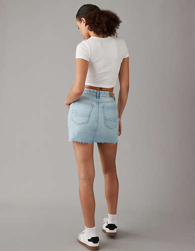 AE Stretch Curvy Crossover Waist High-Waisted Perfect Denim Mini Skirt