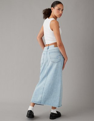 Женские юбки American Eagle AE Low-Rise Curvy Denim Maxi Skirt — фото 2