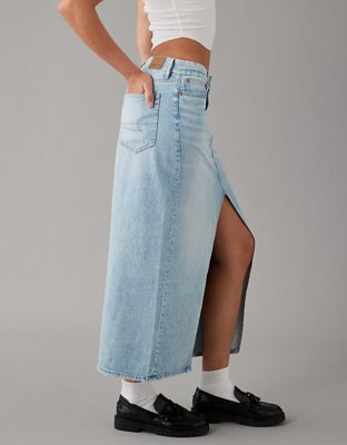 Женские юбки American Eagle AE Low-Rise Curvy Denim Maxi Skirt — фото 5