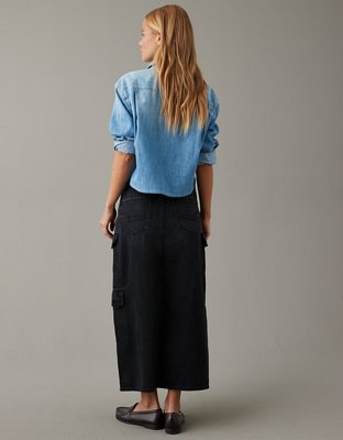 Женские юбки American Eagle AE Low-Rise Denim Cargo Maxi Skirt — фото 2