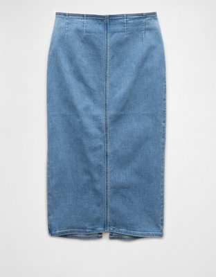 AE Next Level Highest Waist Denim Midi Skirt