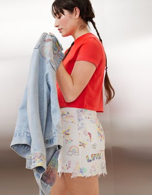 Женские юбки American Eagle AE Pride Stretch High-Waisted Perfect Denim Mini Skirt — фото 3