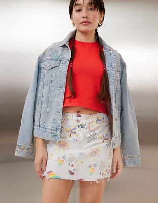 AE Pride Stretch High-Waisted Perfect Denim Mini Skirt