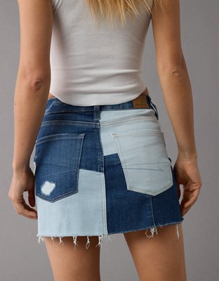 Patchwork denim skirt hotsell