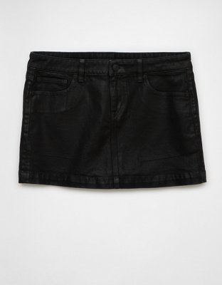 AE Stretch Low-Rise A-Line Denim Mini Skirt