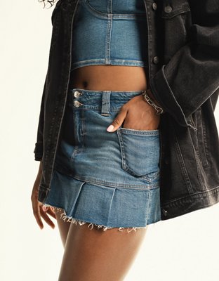 Coco Gauff x AE Pleated Denim Cargo Mini Skirt