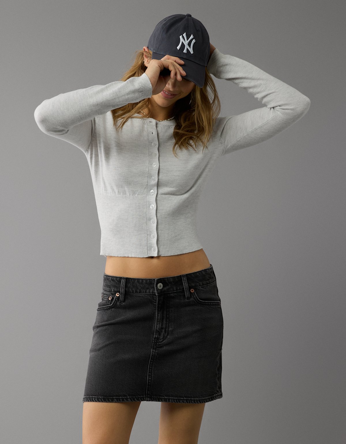 AE Stretch High-Waisted Perfect Denim Mini Skirt - image 5
