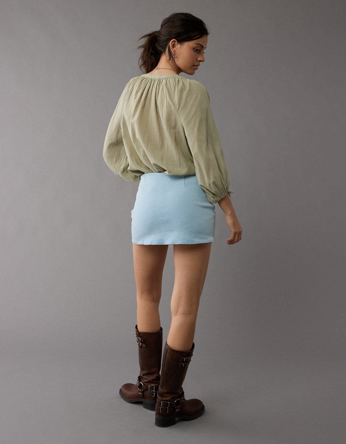 AE Next Level Low-Rise Denim Micro Skort - image 2