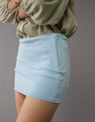 AE It Knit Low-Rise Denim Micro Mini Skort