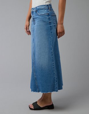 AE Maxifalda de Denim Acampanada Tiro Bajo