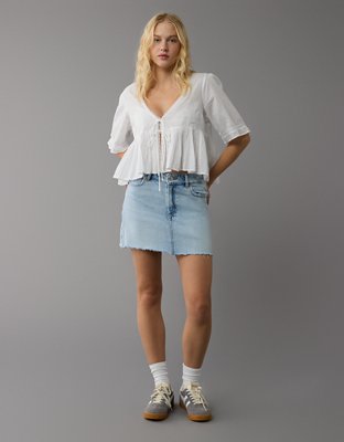 AE Stretch High-Waisted Perfect Denim Mini Skirt